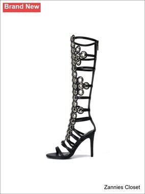 👻 Cape Robbin Knee High Boots Metallic Grommet Round Toe Platform Party Boots